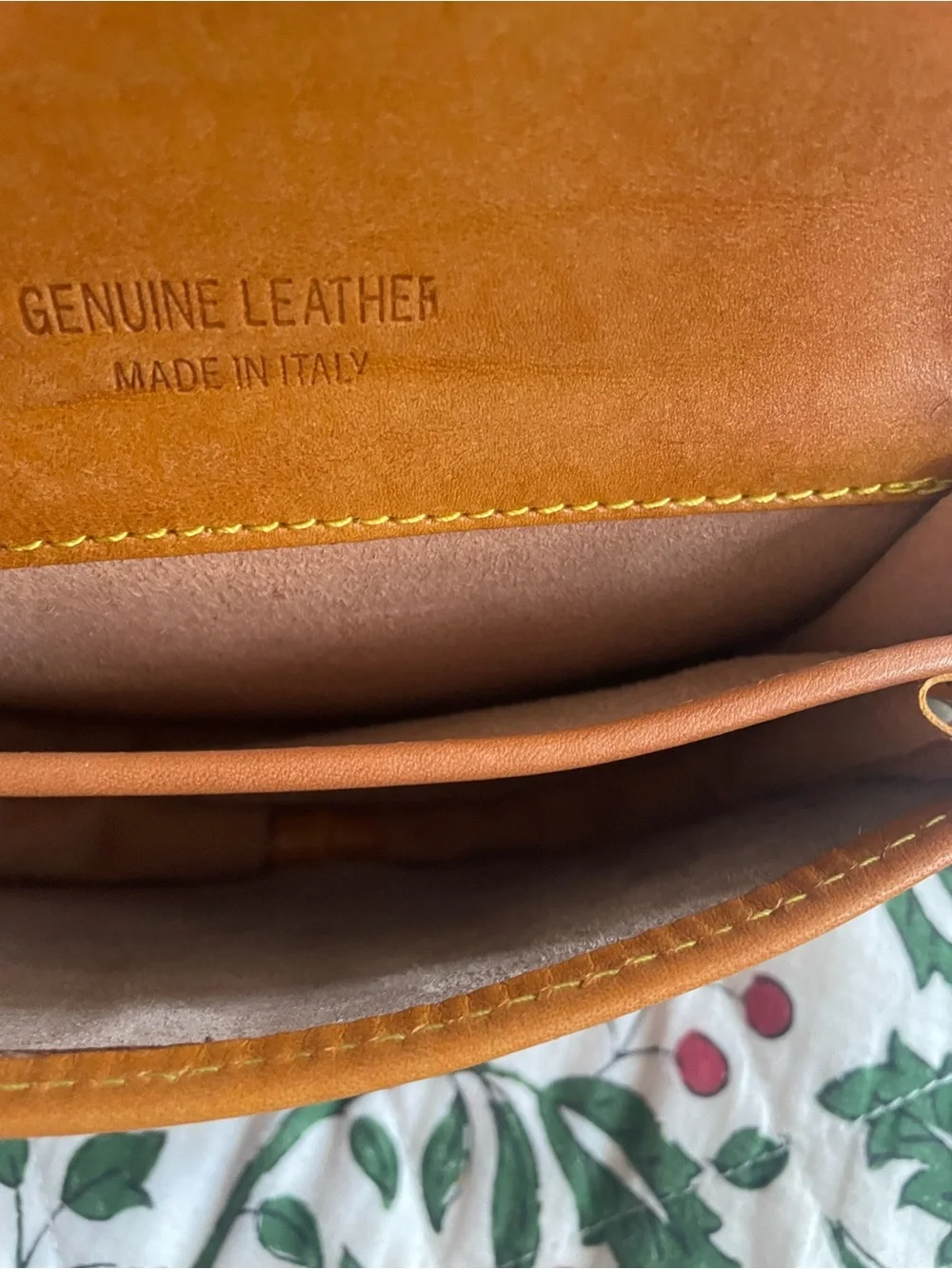 Leather Saddle Crossbody Bag in Chestnut Brown handmade in Italy Florence NWOT